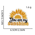 Detail view of sunflower embroidery patch with You are my sunshine text and dimensions - Artistic Font Sunflower (14#)