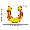 Macro detail of horseshoe embroidery patch with precise size dimensions and yellow stitching - Horseshoe Shape Style (Western Cowboy Patch 4#)