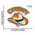 Detail view of COWBOY embroidery patch showing 6.6cm dimensions and 2.2g weight - Cowboy Hat with COWBOY Text Style (Western Cowboy Patch 6#)