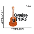 Detailed view of guitar embroidery patch with Country Music text and size measurements - Country Music Guitar Style (Western Cowboy Patch 9#)