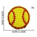 Macro detail of a 6cm yellow softball chenille patch with red stitching and gold sequins - Yellow Softball Style (1#)