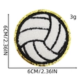 6cm volleyball chenille patch with glitter gold border for sports apparel and bags - Black and White Volleyball Style (2#)