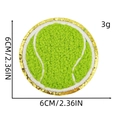 6CM Chenille tennis ball patch with lime green fluffy texture and gold glitter border - Bright Green Tennis Style (3#)