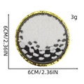 6cm Chenille Golfball Aufnäher mit weißer Plüschstruktur und goldener Glitzer Bestickung - Weißer Golf Stil (4#)