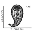 Zwart-witte Paisley borduurpatch met afmetingen van 12,7 cm bij 7,1 cm groot - Paisley Patch 2# / Zwart