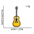 Detail view of yellow guitar embroidery patch showing measurements of 10.2cm by 4cm size - Yellow Flame Guitar (3#)