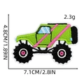 Λεπτομερής όψη κεντητού σήματος πράσινου monster truck με διαστάσεις 4.8cm x 7.1cm - Στυλ Αυτοκινήτου Κινούμενα Σχέδια 1