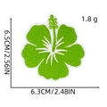 Detail van groene hibiscus geborduurde patch met afmetingen en 1,8g gewicht - Groene Hibiscusbloem Stijl (Hawaii Patch 2#)