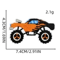 Bordado detallado de parche de camión monstruo naranja con medidas 7,4 x 4,3 cm - Estilo de Coche de Dibujos Animados 5