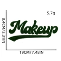 Dark green chenille Makeup letter patch with white embroidery edge for clothing - Dark Green Makeup Style