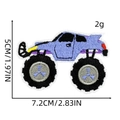 Vista detallada de las medidas del parche bordado de monster truck lila para ropa - Estilo de Coche de Dibujos Animados 8