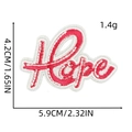 Detail view showing Hope embroidery patch with dimensions 4.2cm by 5.9cm in pink and white - Ribbon Patch 1# (Hope Letters)
