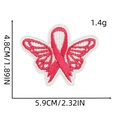 Pink ribbon butterfly embroidery patch for breast cancer awareness, size 4.8cm x 5.9cm - Ribbon Patch 3# (Butterfly Ribbon)