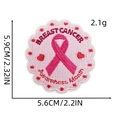 Close-up of pink ribbon embroidery patch with breast cancer awareness text details - Ribbon Patch 5# (Round Ribbon Badge)