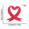 Pink ribbon heart embroidery patch showing dimensions 5.6cm height and 5.5cm width - Ribbon Patch 7# (Heart Ribbon Combo)