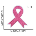 Detailed embroidery texture of pink ribbon breast cancer awareness patch with measurements - Ribbon Patch 9# (Classic Pink Ribbon)