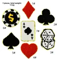 Set de 7 parches de chenilla tema casino con motivos de póker, dados y lentejuelas - Juego de Parches de Póker (7 Piezas)
