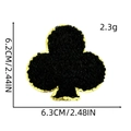 Black chenille club poker patch with gold glitter embroidery and exact size measurements - Black Club (2#)