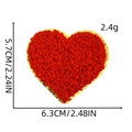 Detail of red heart chenille patch with gold glitter edge showing 6.3cm width dimension - Red Heart (4#)