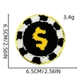 Parche de signo de dólar con bordado de toalla y lentejuelas doradas, 6,5 cm de ancho - Ficha de Dólar (6#)