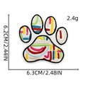 Detailweergave van de kleurrijke hondenpoot borduurpatch met maten 6,3 cm en 6,2 cm - Veelkleurige Abstracte Lijnen (Dierenpoot Patch 1#)