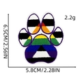 Gedetailleerde afmetingen van de kleurrijke geborduurde berenpoot patch: 5,8 cm breed en 6,5 cm - Color Block Strepen (Dierenpoot Patch 2#)