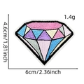 Detailed dimension guide for diamond-shaped colorful embroidered patch showing 6cm width - Multicolor Diamond Shape (卡通爱心布贴2#)