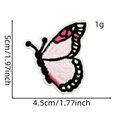 Detail view of pink butterfly embroidered patch with dimensions 5cm x 4.5cm and black borders - Pink White Gradient Butterfly Shape (卡通爱心布贴7#)