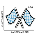 Detailed macro view of cross flag embroidery patches with blue and white checkered pattern - Blue/White Checkered (2#)