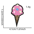 Detail of ice cream cone embroidery patch with pink scoop and dimensions displayed - Pink Ice Cream Cone Shape (卡通爱心布贴9#)