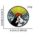 Macro shot of outdoor adventure embroidery patch showing mountain and sunrise details - Landscape Patch 1#