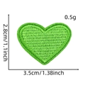 Detailed view of green heart embroidery patch with size dimensions 3.5cm by 2.8cm - Grass Green Heart (卡通爱心布贴12#)