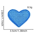 Blue heart embroidery patch with detailed size measurements 3.5cm x 2.8cm - Blue Heart (卡通爱心布贴13#)