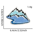 Detailed view of snow mountain embroidery patch with specific size measurements and borders - Landscape Patch 4#