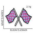 Pink and blue checkered racing flag embroidered patch for DIY clothing decoration - Pink/Blue Checkered (8#)