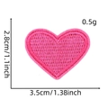 Detailed close-up of a pink heart embroidered patch with precise dimension measurements - Hot Pink Heart (卡通爱心布贴15#)