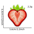 Detail showing dimensions and weight of strawberry embroidered iron on patch - Strawberry Cross Section