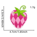 Cartoon strawberry embroidery patch for clothes with detailed pink lattice pattern - Lattice Strawberry