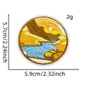 Detailed embroidery patch showing outdoor nature landscape with mountain and river - Landscape Patch 7#