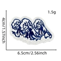 Detailed view of blue wave embroidery patch with size dimensions 6.5x4cm - Landscape Patch 9#