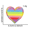 Detailed size specifications for rainbow heart embroidery patch showing 6.5cm width and 6.2cm height - Sequin Rainbow Heart (卡通爱心布贴20#)
