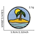 Close-up of tropical island embroidery patch with palm tree and sun for clothing - Landscape Patch 11#
