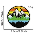 7cm round embroidered outdoor patch featuring mountain and forest nature landscape - Landscape Patch 19#