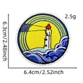 Embroidered outdoor travel patch featuring a white lighthouse and blue ocean waves - Landscape Patch 20#
