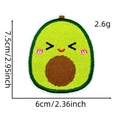 Detail view of avocado embroidery patch with size measurements 7.5cm by 6cm for DIY decor - Avocado (Hamburger Ice Cream Patch 1#)