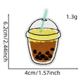 Detailed embroidery of bubble tea patch with size measurements 6.2cm by 4cm - Milk Tea (Hamburger Ice Cream Patch 2#)