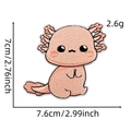 Rosa Axolotl Stickaufpatch mit Größenmaßen 7x7,6 cm und 2,6 g Gewichtsangabe - Cartoon Tier Aufnäher Stil 1