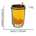 Detailed view of yellow coffee cup embroidered patch showing size 6.7cm by 4cm - Coffee Cup (Hamburger Ice Cream Patch 4#)