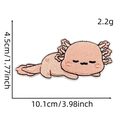 Niedlicher rosa Axolotl-Dinosaurier-Stickaufnäher für Kleidung mit Maßangaben - Cartoon Tier Aufnäher Stil 4