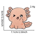 Cute pink axolotl dinosaur cartoon embroidery patch for kids clothes and bags - Cartoon Animal Patch Style 8